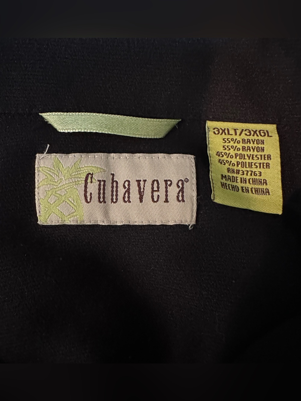 Cubavera Short Sleeve Button Up Shirt - Black - Size 3XLT - Picture 6 of 8